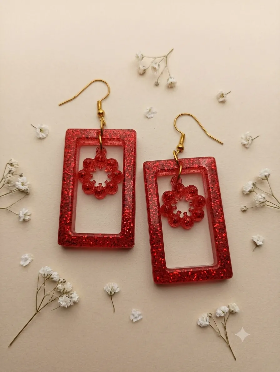 Pendientes Geométricos Flor - Imagen 2