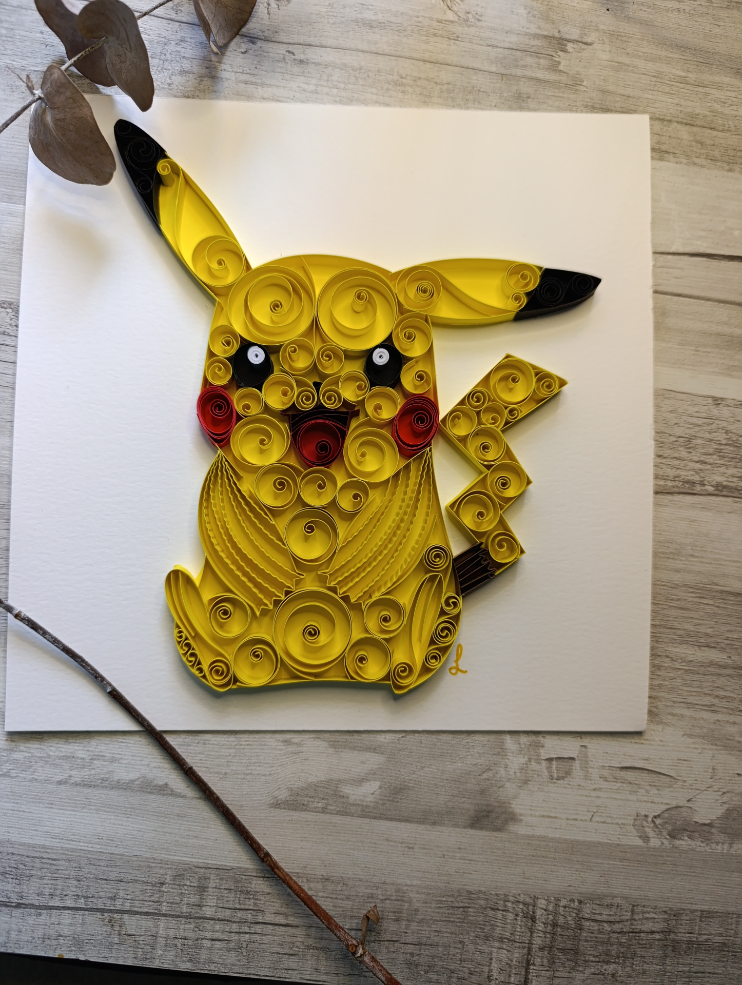 Cuadro Artesanal Pikachu Filigrana de Papel - Arte en Relieve