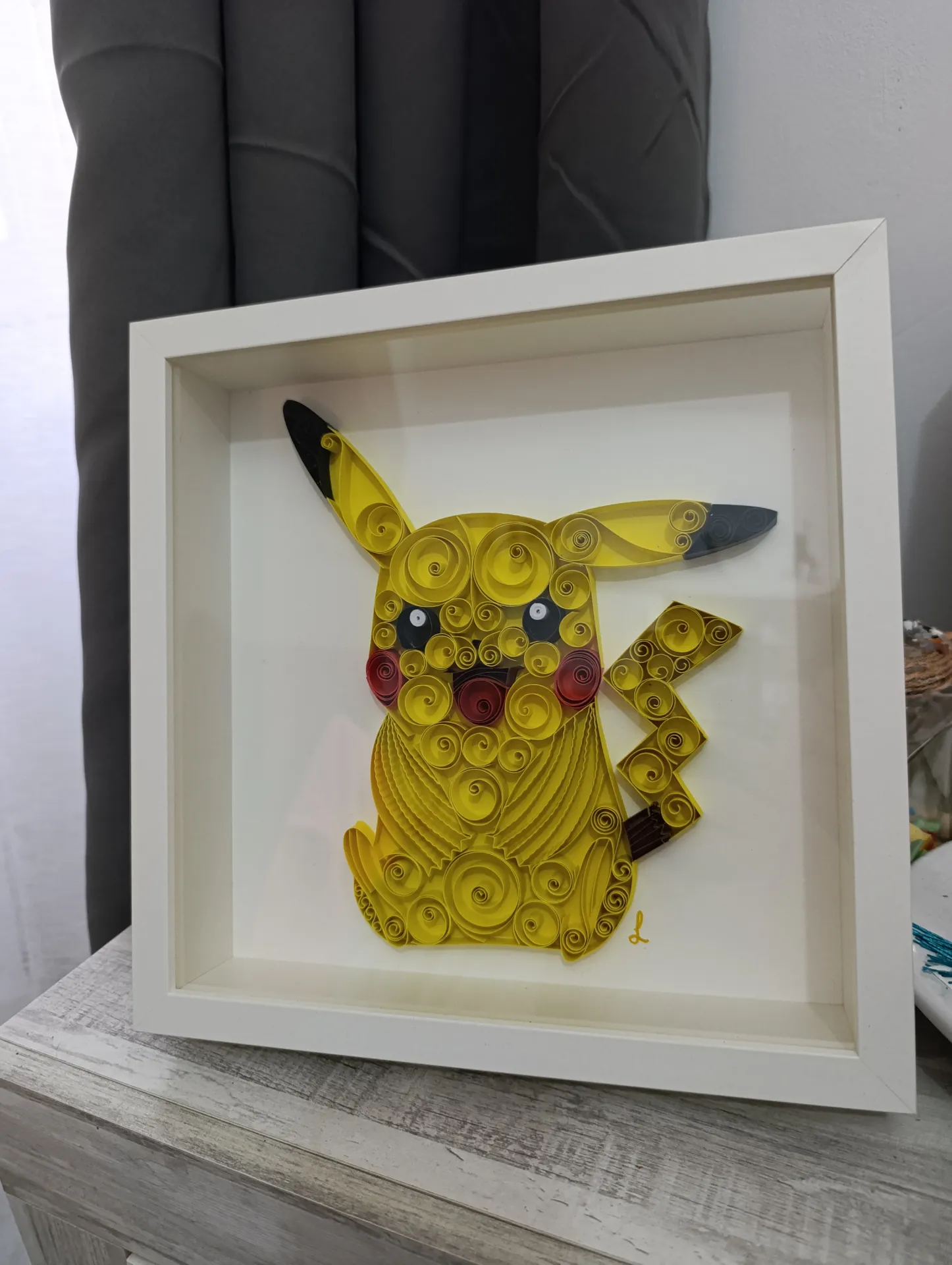 Cuadro Artesanal Pikachu Filigrana de Papel - Arte en Relieve - Imagen 2
