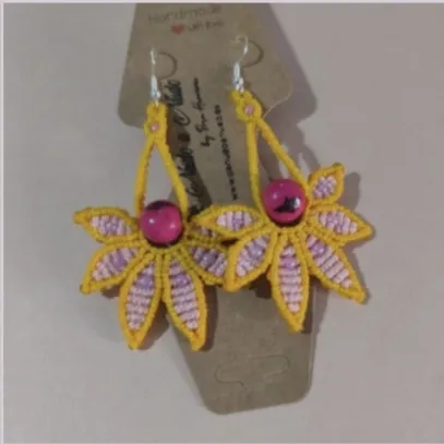 Pendientes Flor Con Semilla Acai - Imagen 3