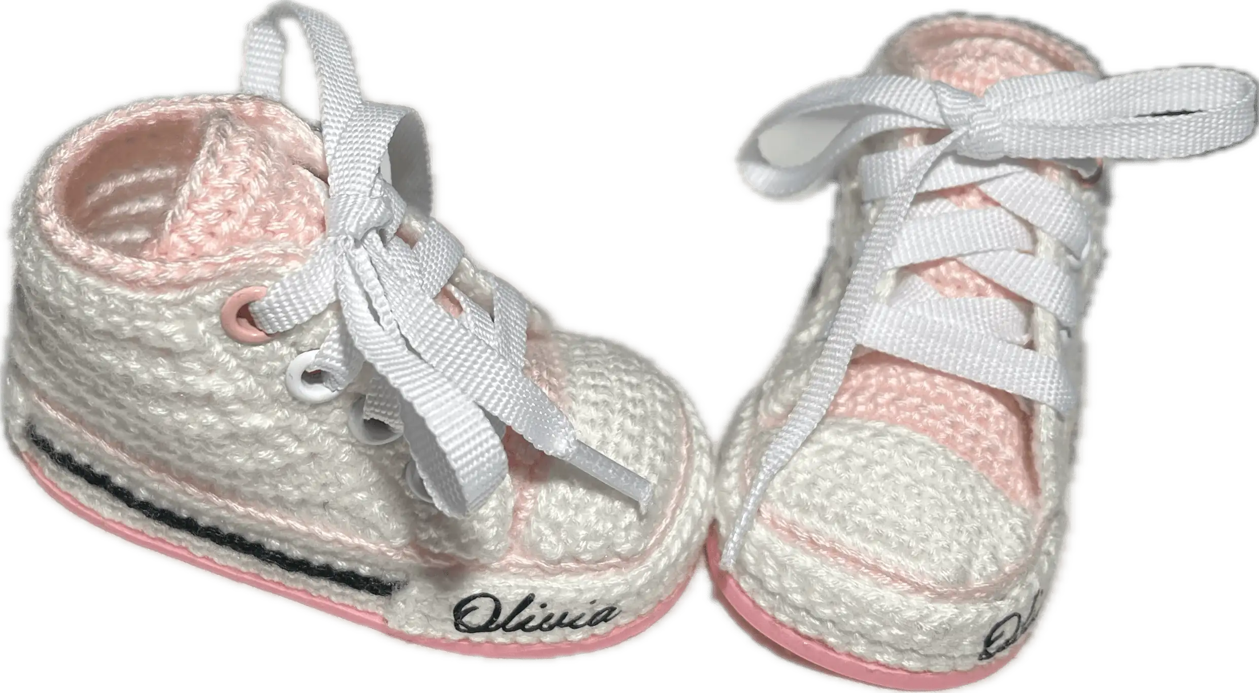 Patucos para bebé tejidos a crochet o ganchillo. Deportivas de caña alta personalizadas - Imagen 2