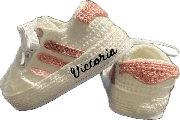 Patucos para bebé tejidos a crochet o ganchillo. Deportivas de caña baja personalizadas - Imagen 3