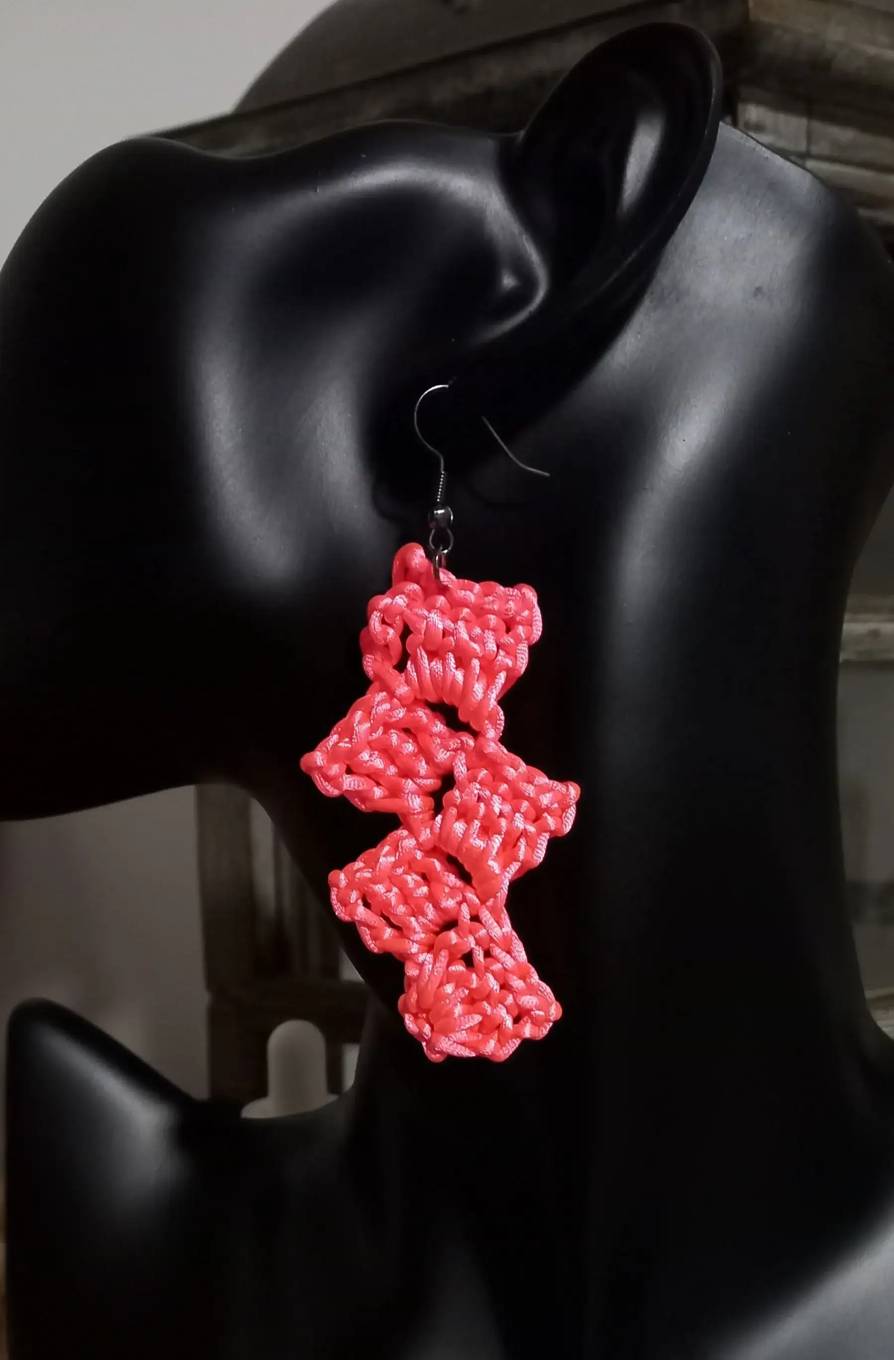 Pendientes ganchillo coral