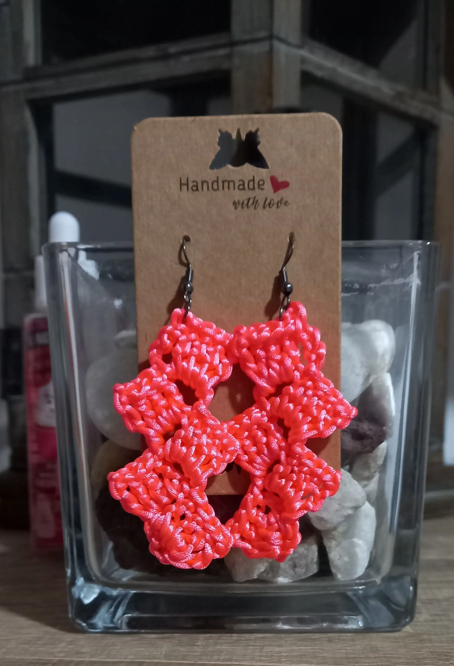 Pendientes ganchillo coral - Imagen 2
