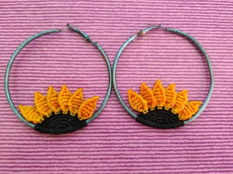 Pendientes Girasoles Macramé - Imagen 3