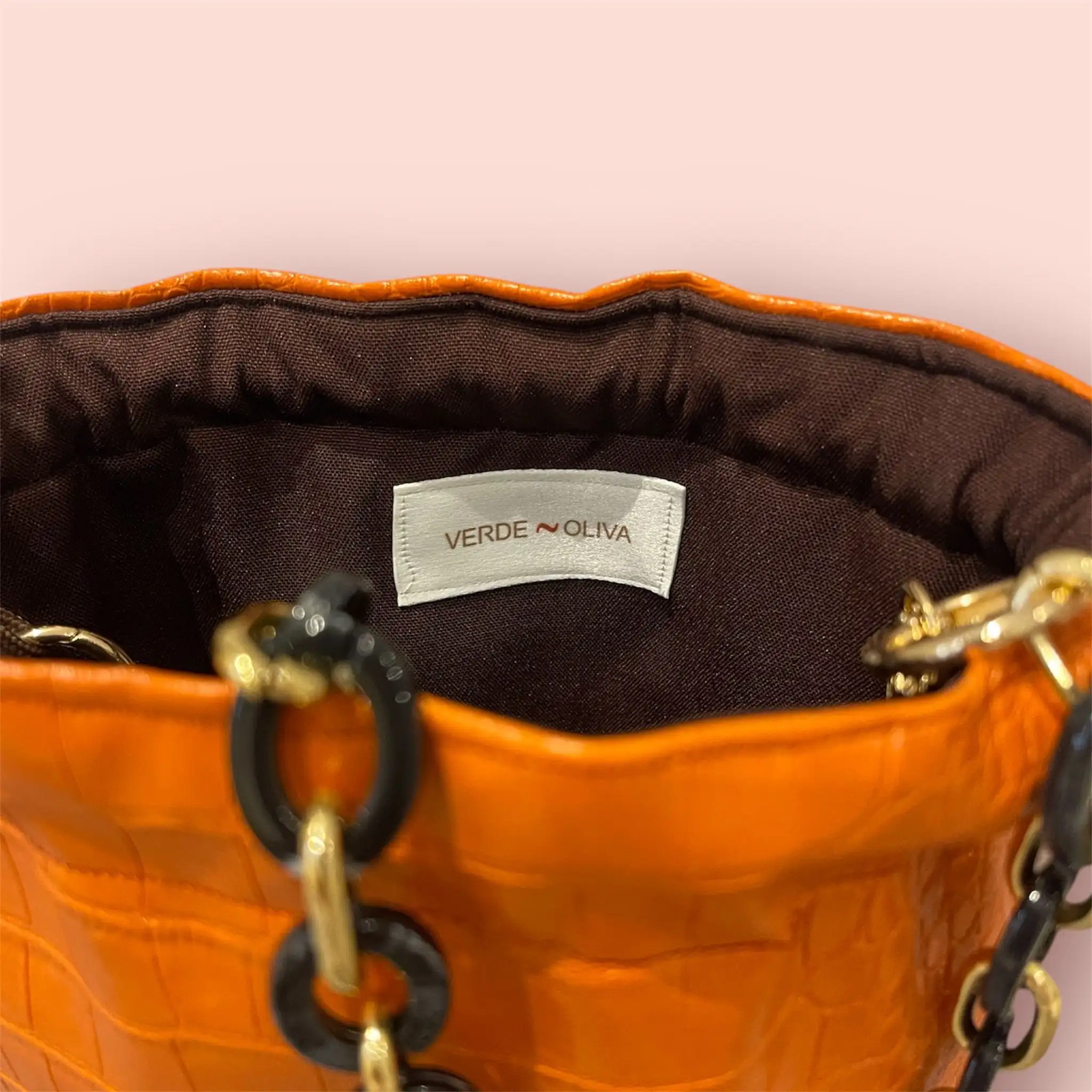 Bolso efecto cocodrilo naranja - Imagen 2