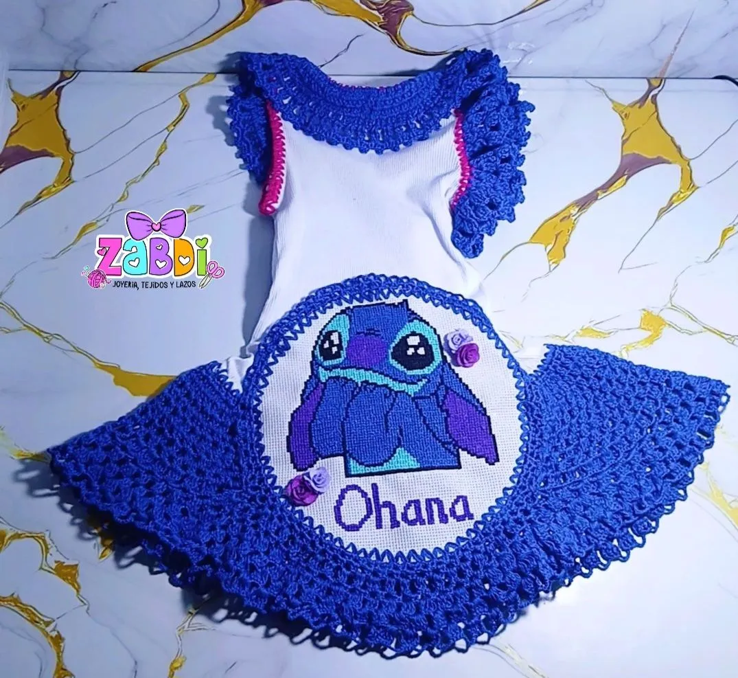 Vestido tejido y bordado de stitch - Imagen 2