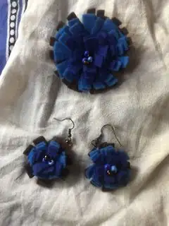 Broche y pendientes Flor otoñal