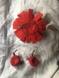 Broche y pendientes Rojiblanco - Imagen 2