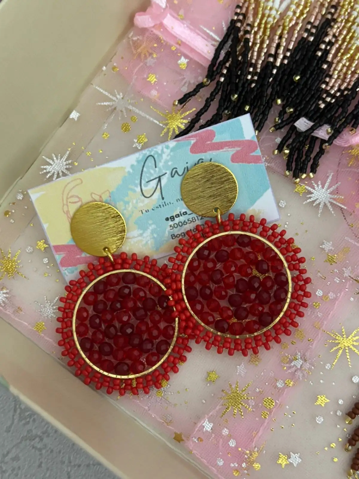 Pendientes Luna roja