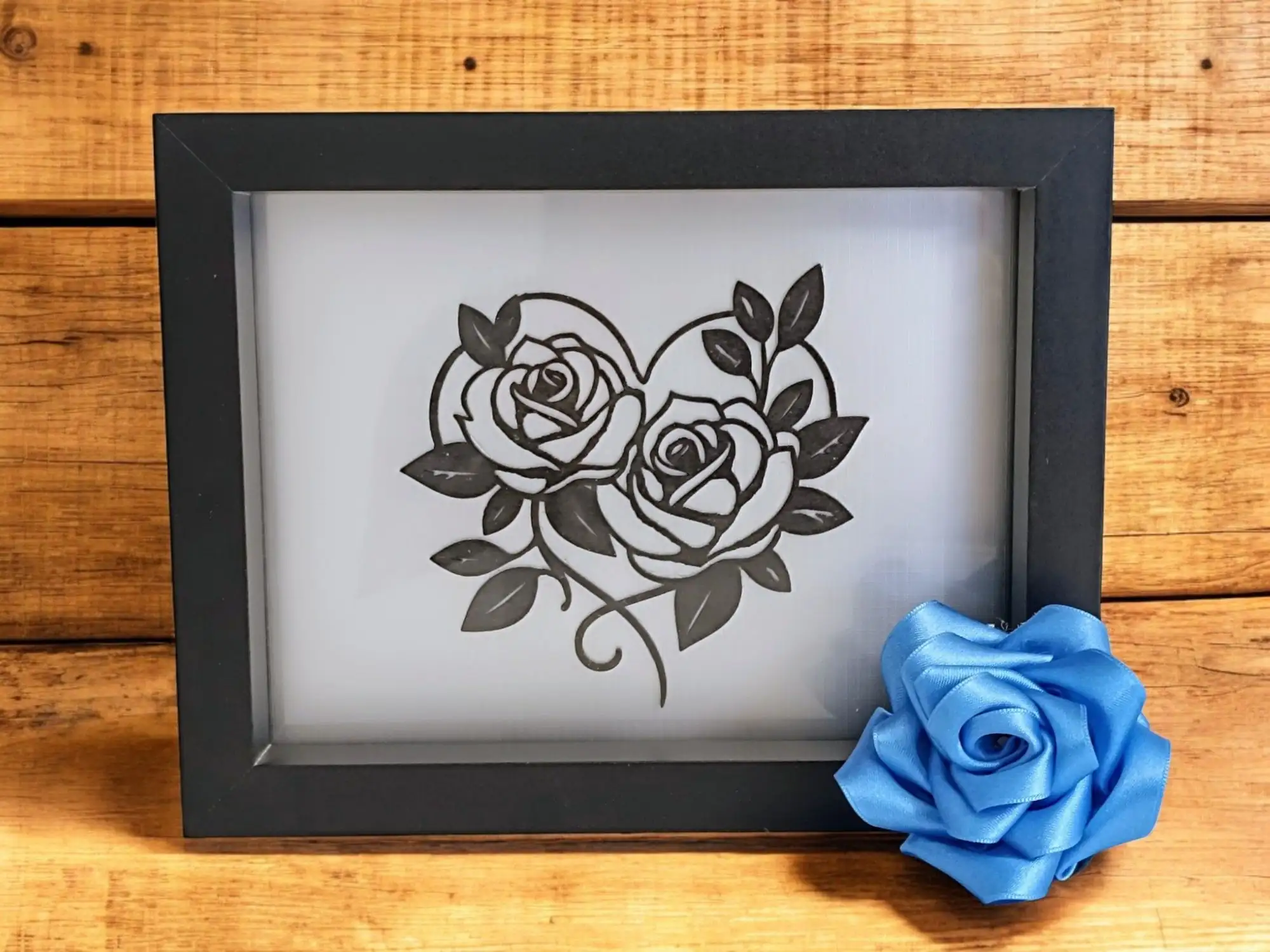 Cuadro corazón rosas