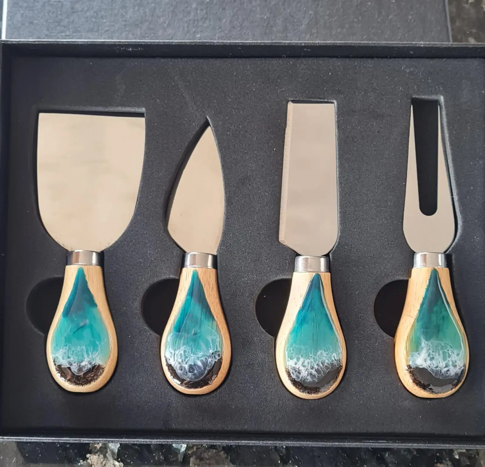 Set para quesos con decoración ocean art
