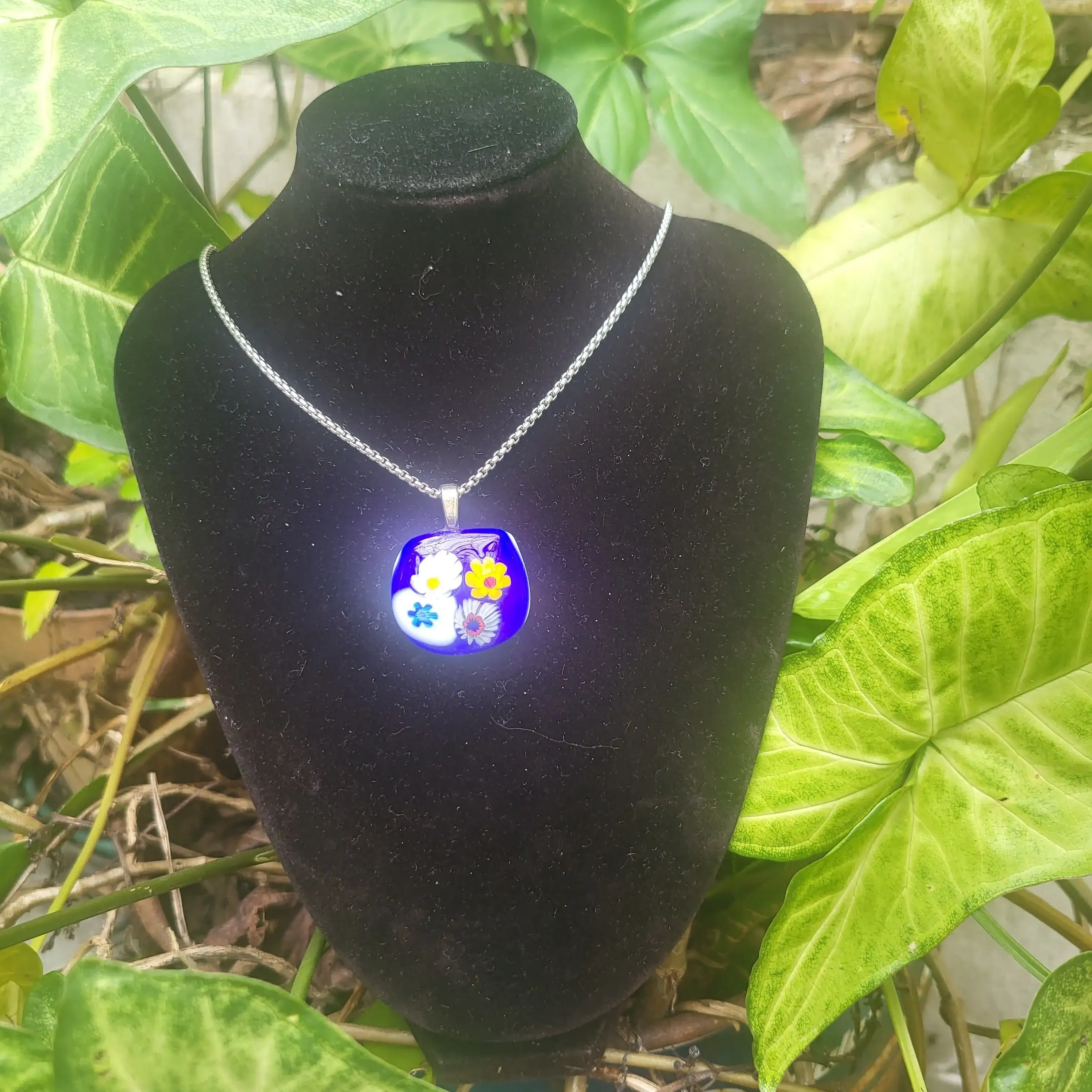 Colgante azul floral - Imagen 2