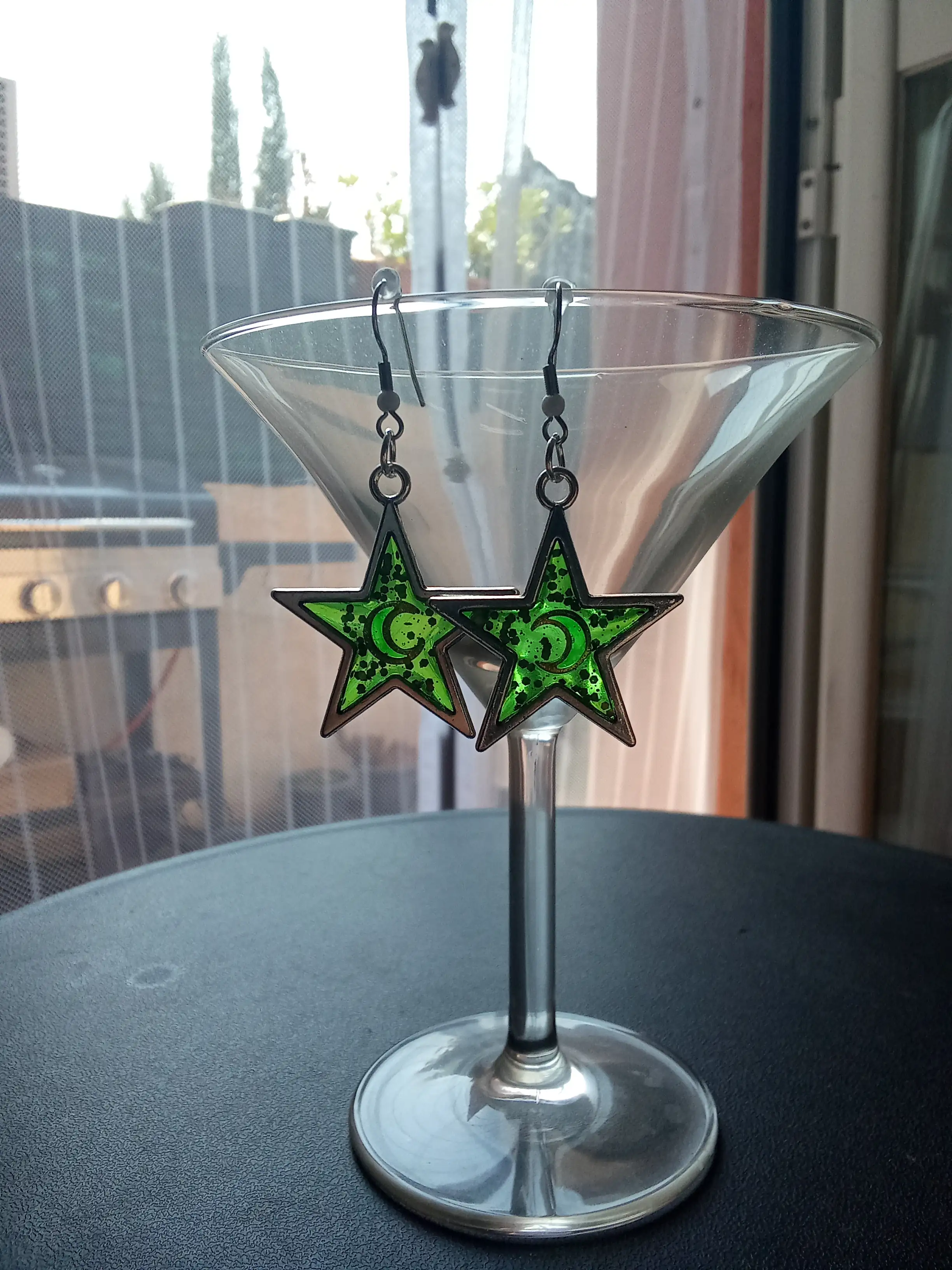 Aretes Estrella Cósmica Verde - Imagen 2