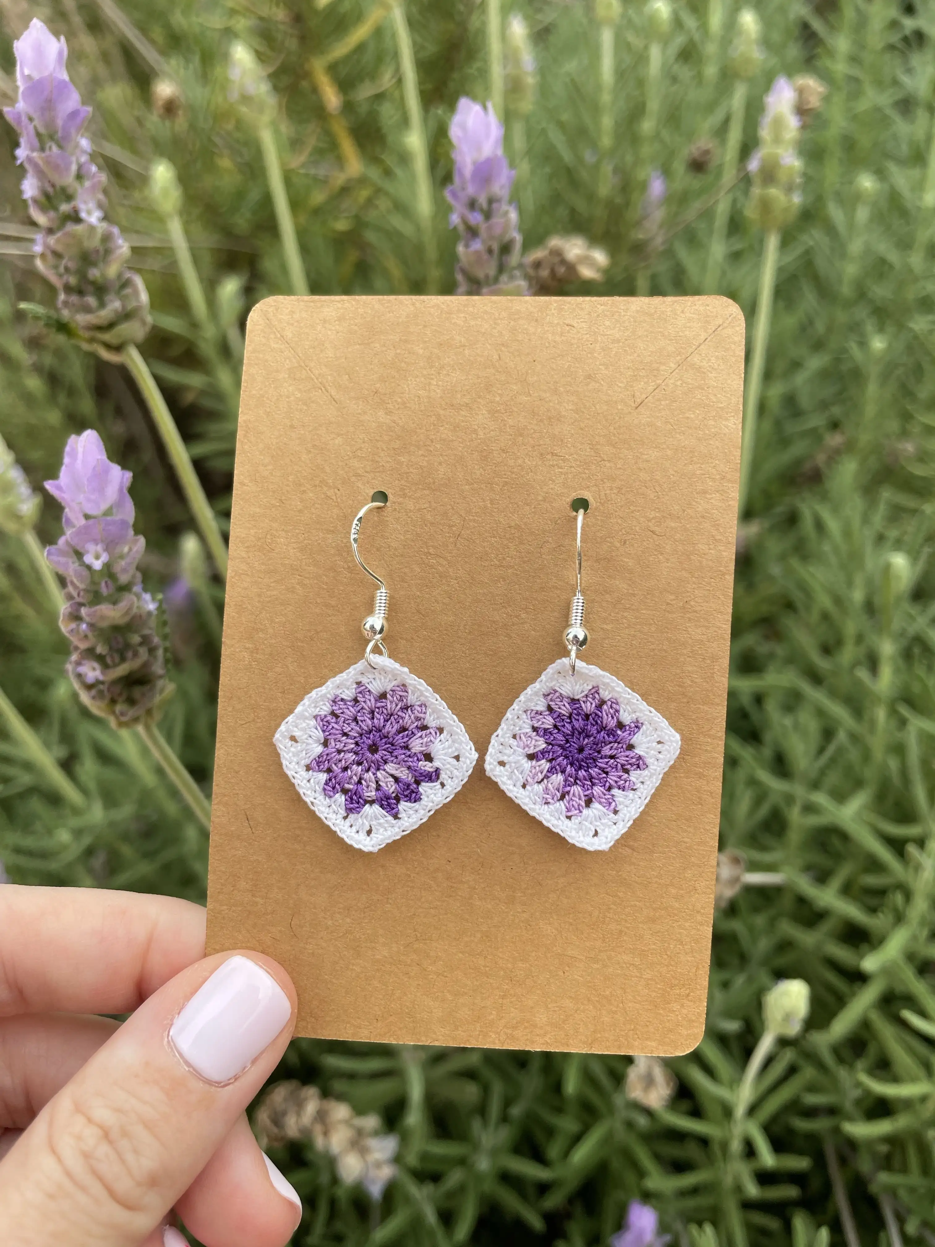 Pendientes mini mosaico lila