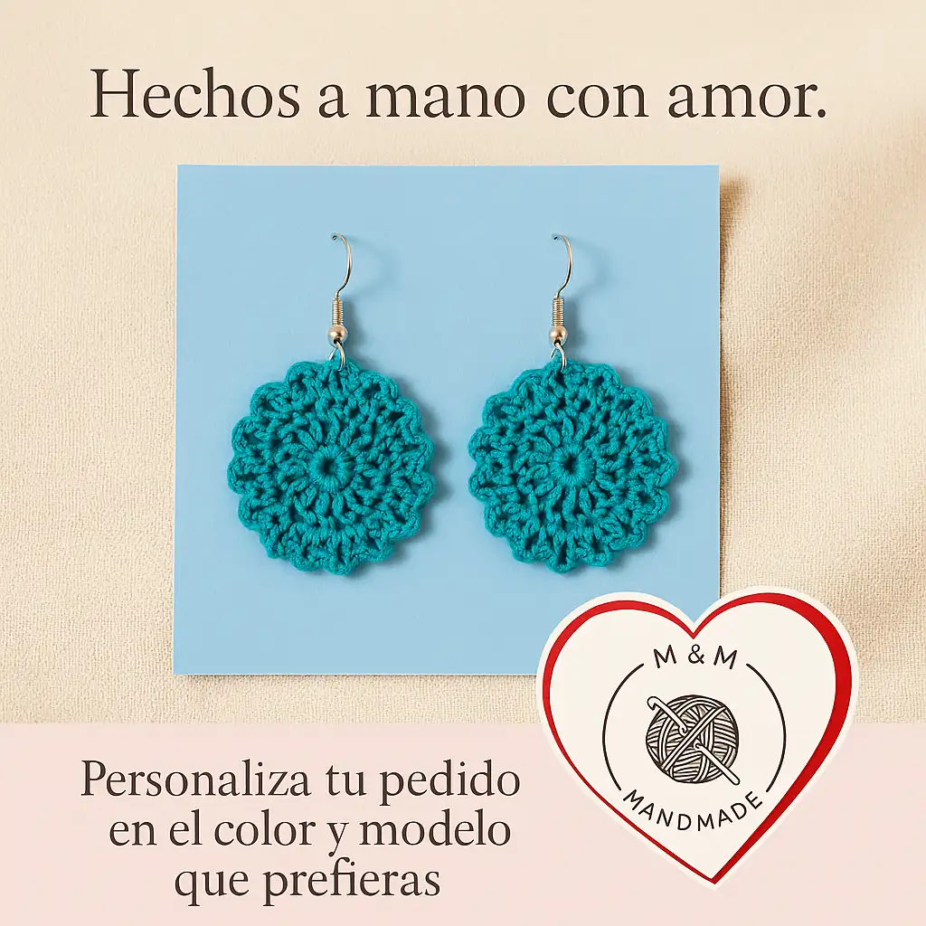 Pendientes de crochet hechos a mano – Diseño artesanal y único - Imagen 4