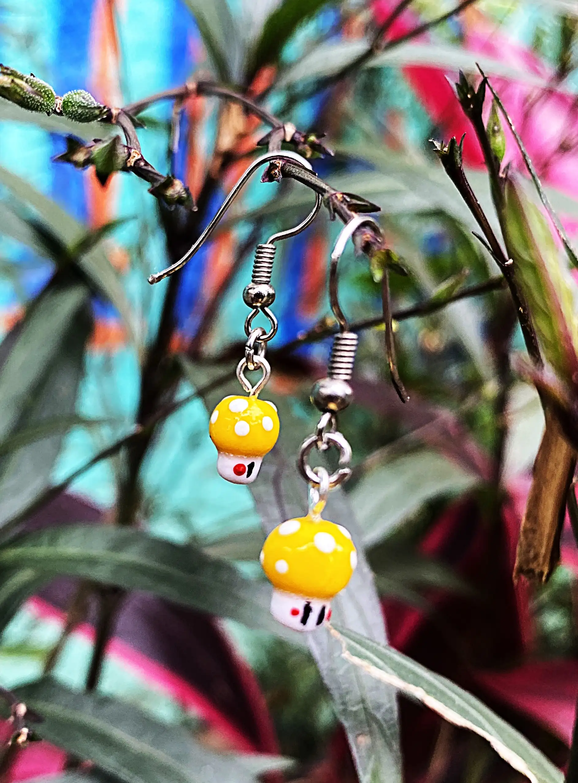 Aretes colgantes de honguitos - Imagen 2