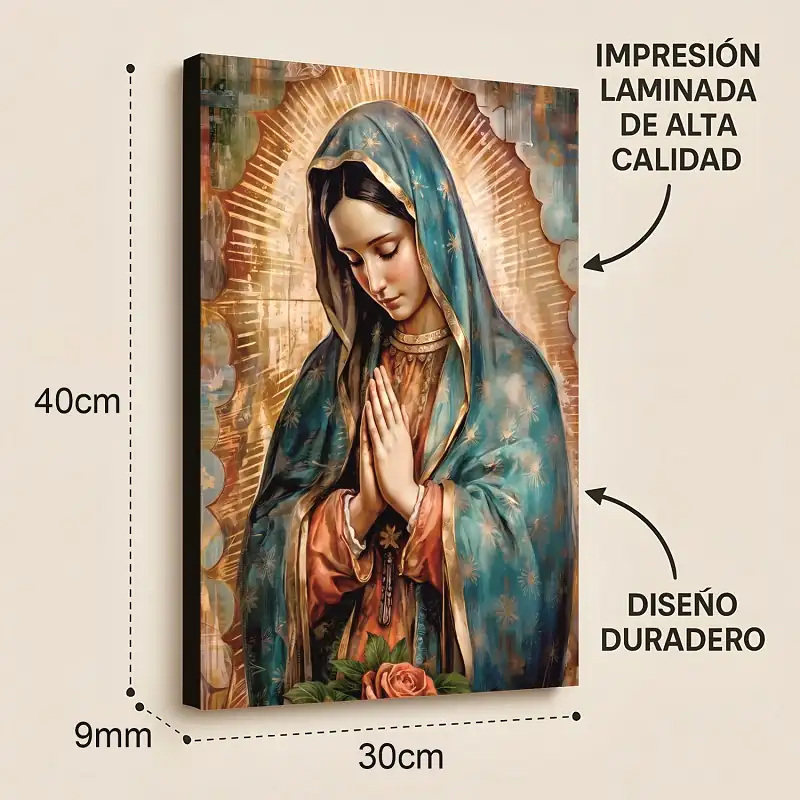 Cuadro Decorativo Religioso Virgen De Guadalupe E1 40x30 MDF - Imagen 2