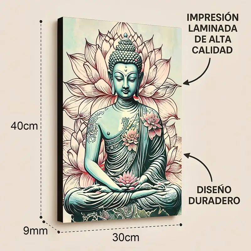Cuadro Decorativo Espiritual Buda E5 40x30 MDF - Imagen 2