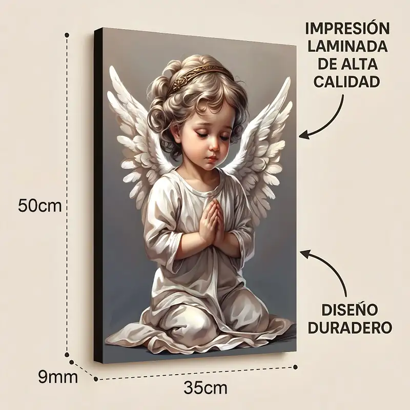 Cuadro Decorativo Religioso Ángel De La Guarda E1 50x35 MDF - Imagen 2