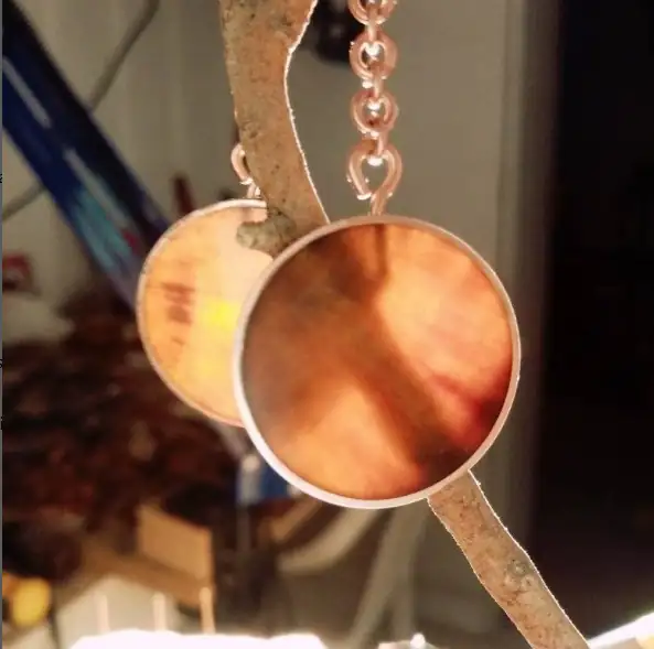 Aros en Ámbar de Araucaria y cobre Chileno - Imagen 2