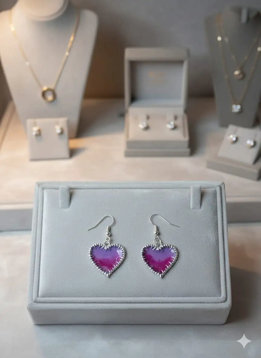 Pendientes Corazón Amatista