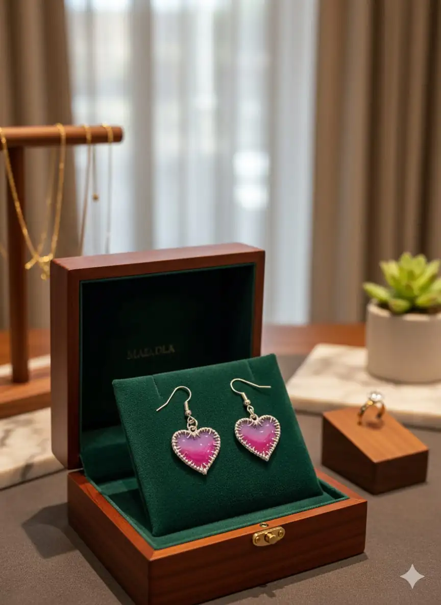 Pendientes Corazón Amatista - Imagen 2
