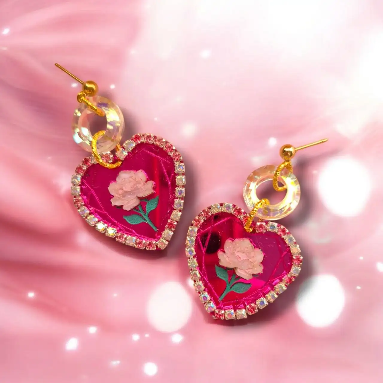 Pendientes metacrilato crystal heart