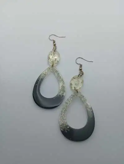 Pendientes Gota Plata y Negro