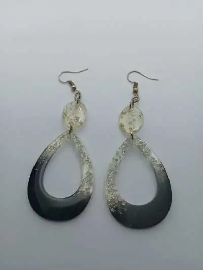 Pendientes Gota Plata y Negro - Imagen 3