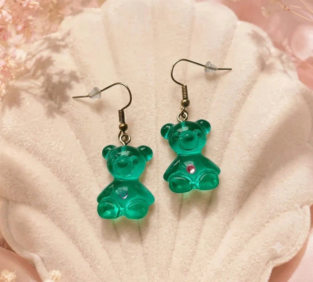 Pendientes Osito Gominola Verde Menta