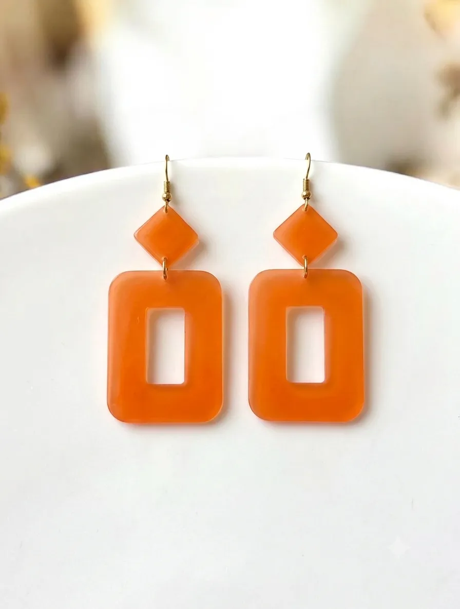 Pendientes Geométricos Naranjas