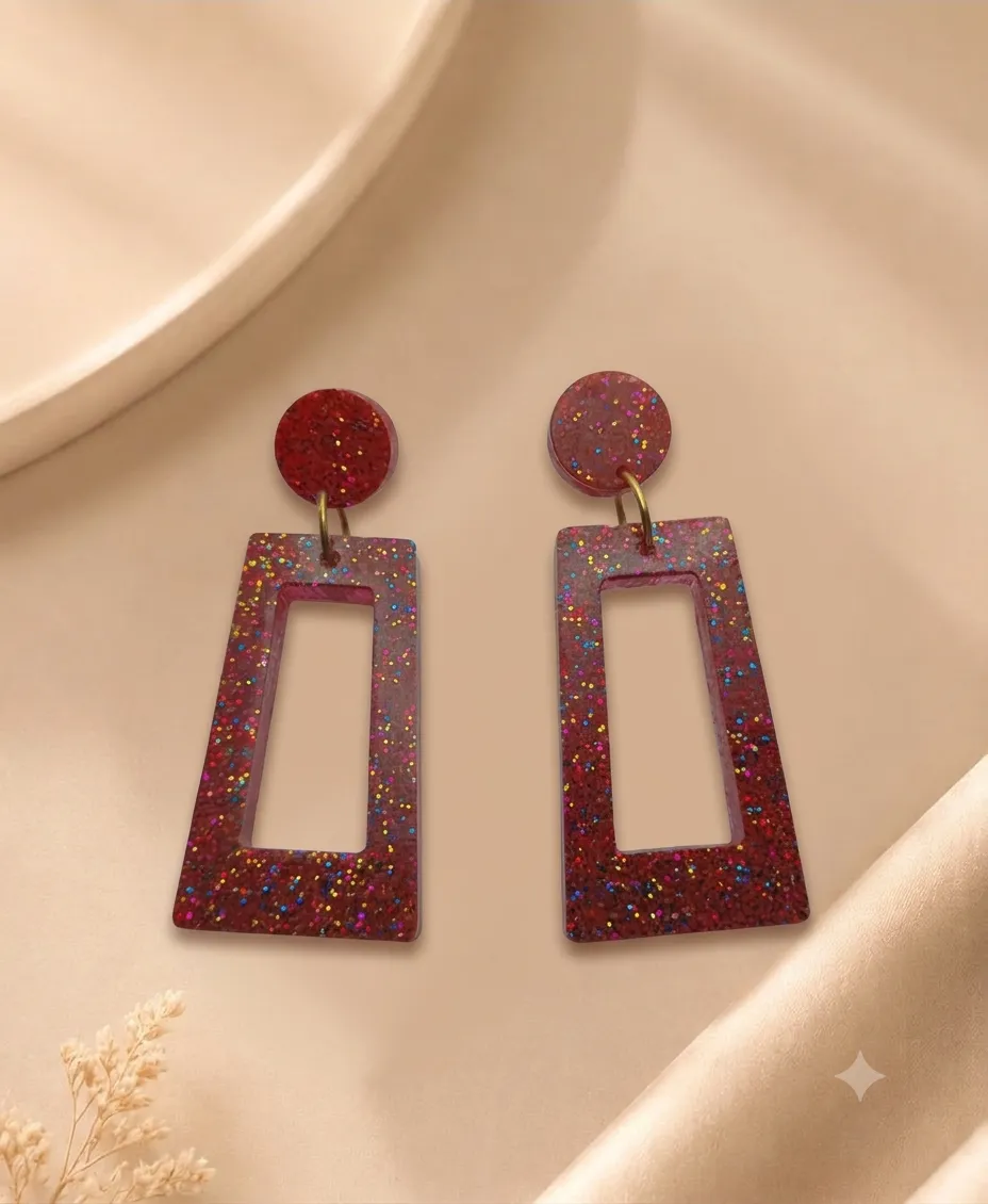 Pendientes Geométricos Rojos