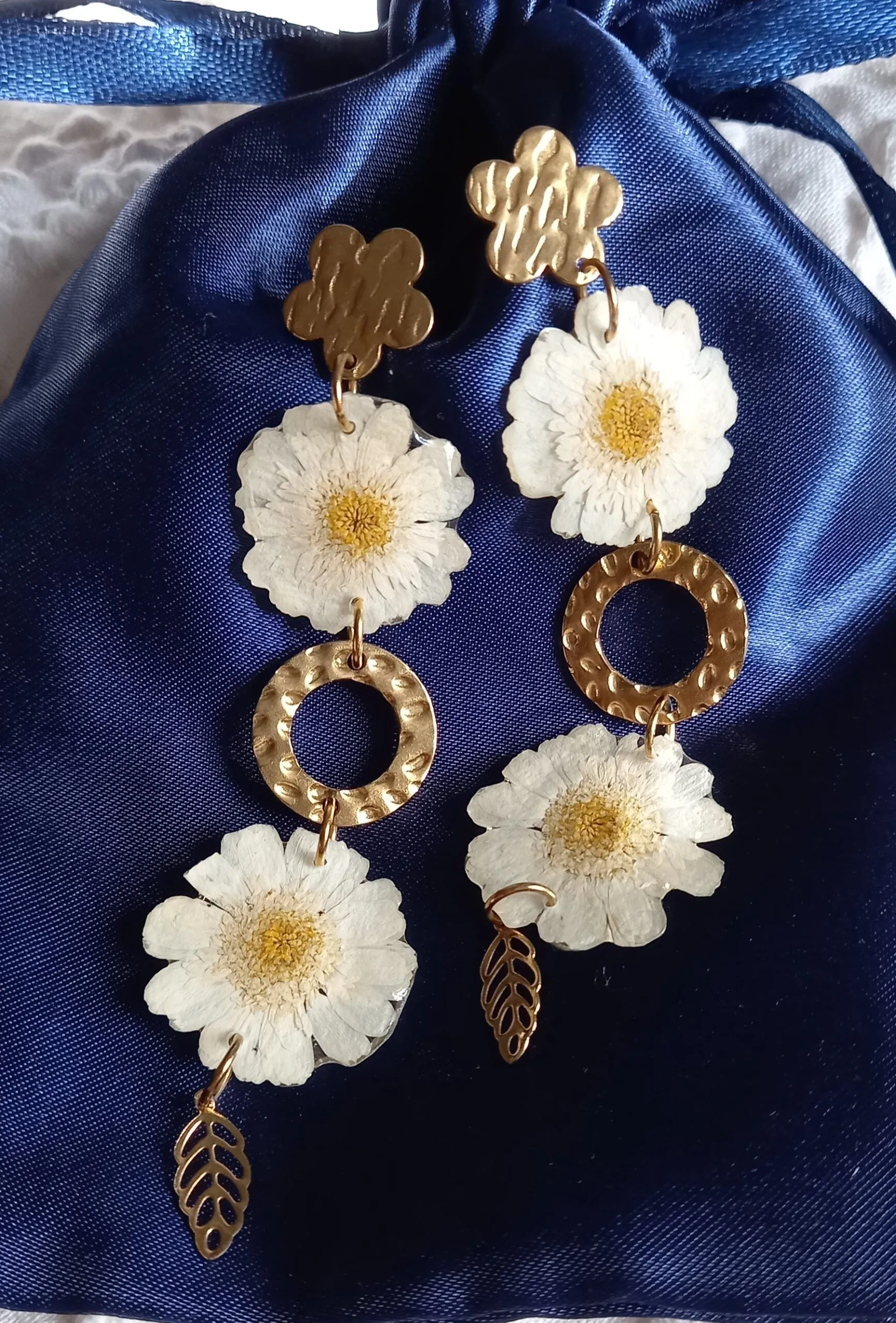 Pendientes de flores reales de acero inoxidable - Imagen 4