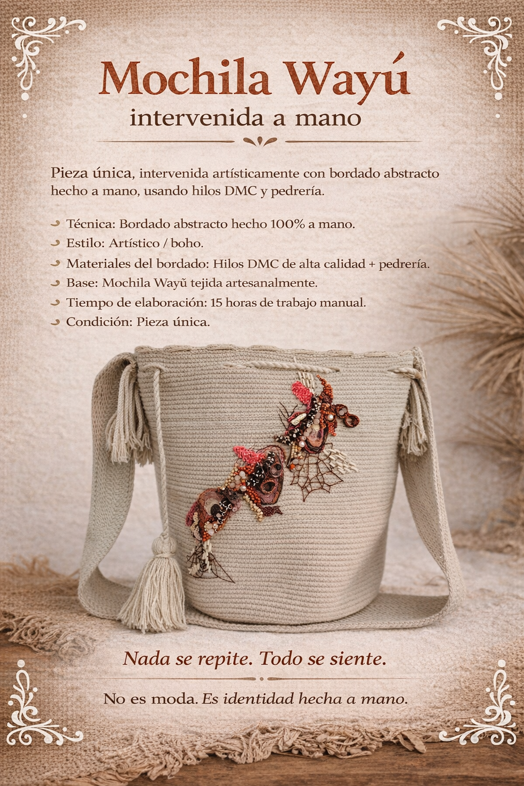 Mochila Wayú Intervenida a mano - Imagen 2