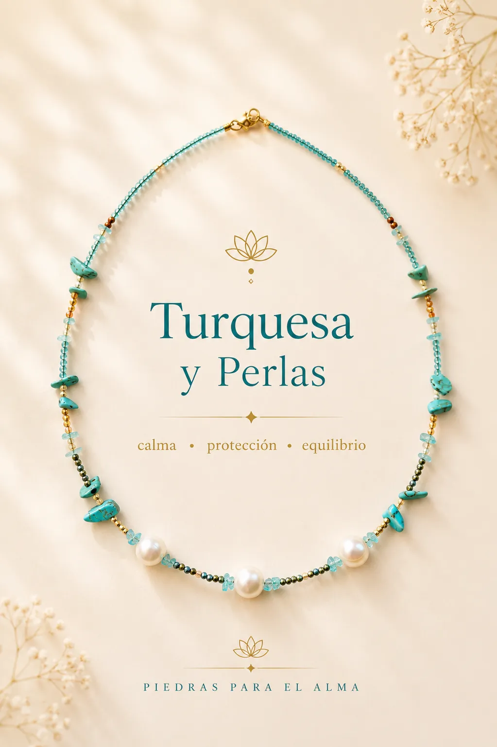 Collar con turquesa y perlas