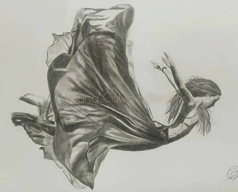 Dibujo a grafito "El salto"