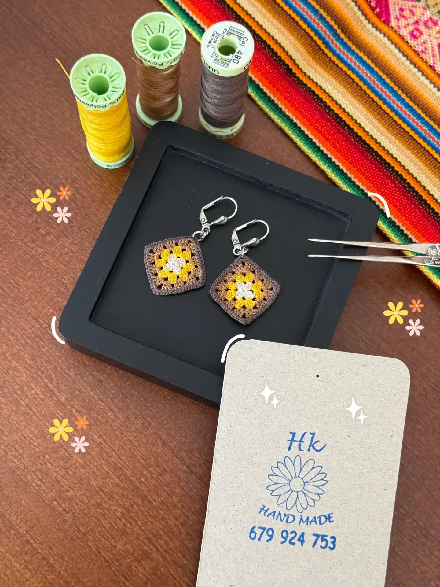 Pendientes Granny Marrón - Imagen 2