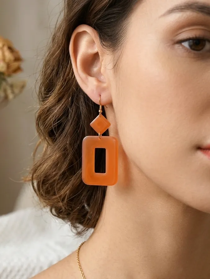 Pendientes Geométricos Naranjas - Imagen 2