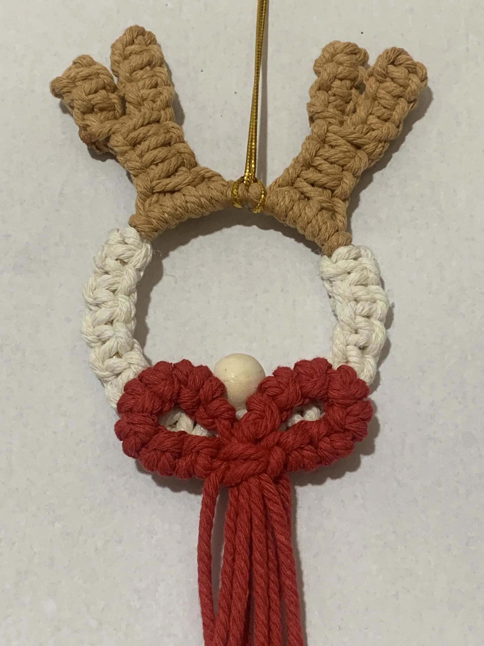 Macramé adorno navidad para árbol (Ciervo) - Imagen 3