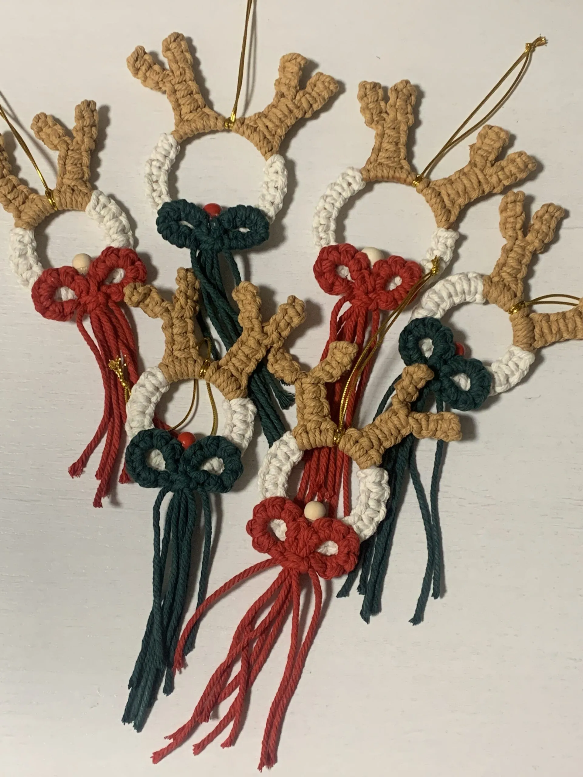 Macramé adorno navidad para árbol (Ciervo) - Imagen 2