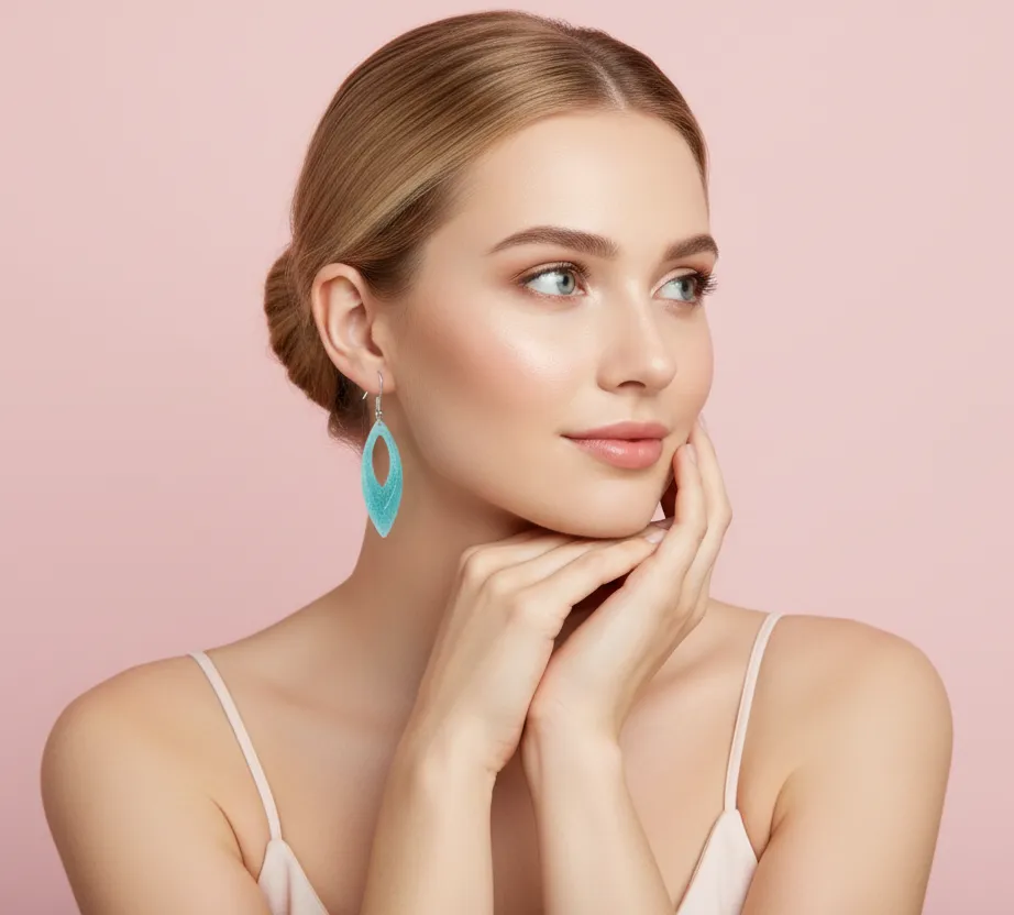 Pendientes Colgantes "Hojas Azules" - Imagen 2