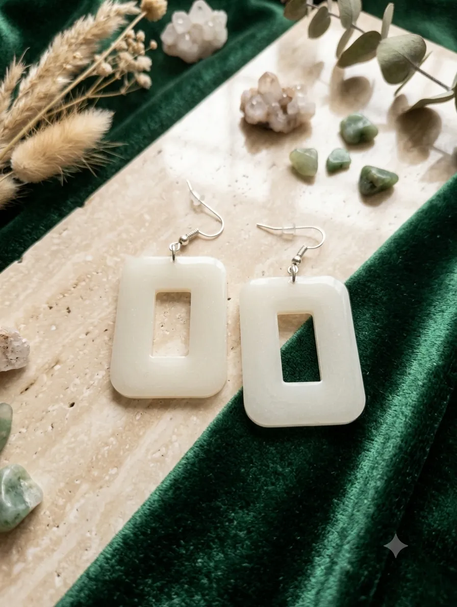 Pendientes geométricos blancos - Imagen 3