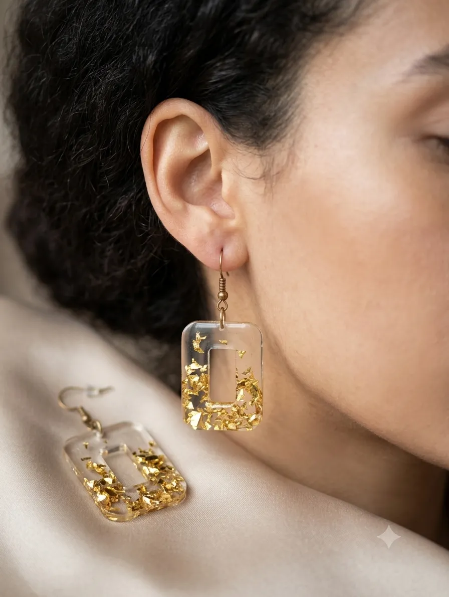 Pendientes Geométricos Pan de Oro - Imagen 3