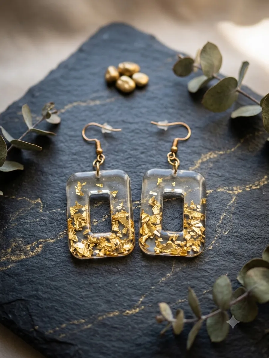 Pendientes Geométricos Pan de Oro - Imagen 2
