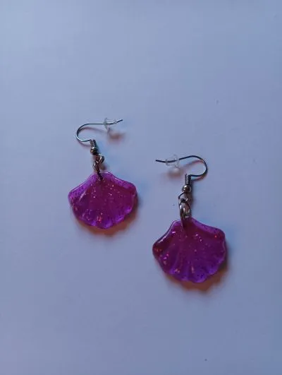 Pendientes Colgantes Conchas Violetas