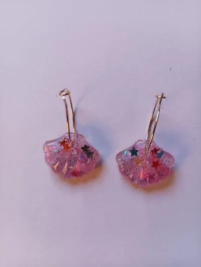 Pendientes  Colgantes Conchas Rosas - Imagen 2