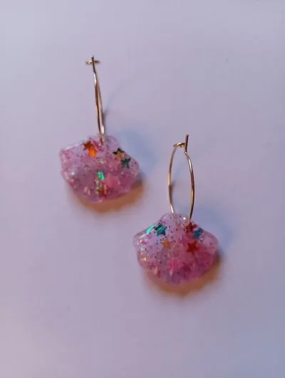 Pendientes  Colgantes Conchas Rosas - Imagen 4