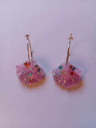 Pendientes  Colgantes Conchas Rosas