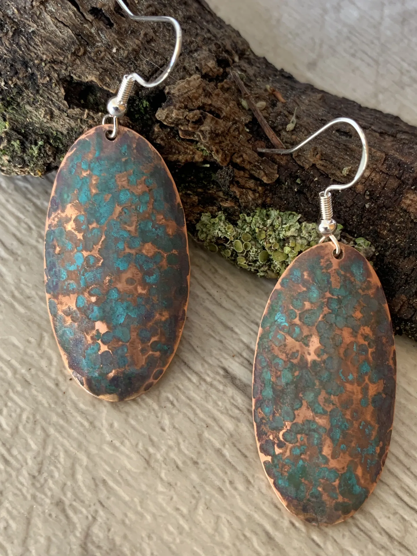 Pendientes de cobre y pátina azul turquesa - Imagen 2